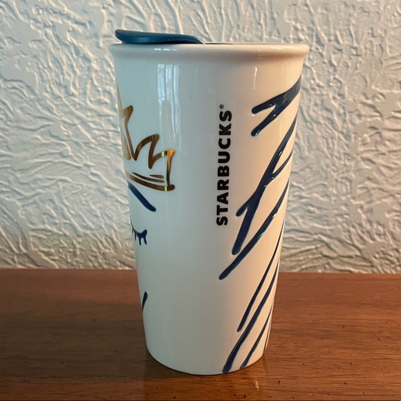 Rare Starbucks 2016 Siren Mermaid Swarovski Crystal Lips Mug Cup Tumbler 10fl oz - Picture 3 of 10